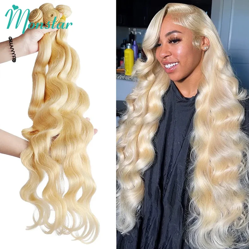 Blonde 613 Colored Body Wave Human Hair Bundles 1 Pcs Double Drawn Raw Vietnamese Hair Bundles Weave Weft 22 24 26 28 30 32 Inch