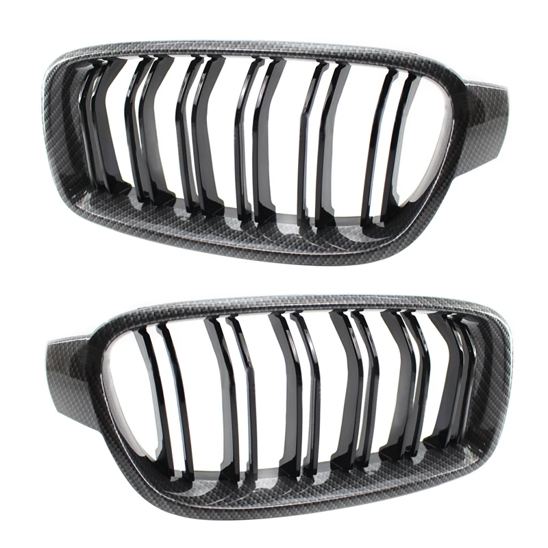 Car Carbon Fiber Double Line Front Hood Kidney Grill For -BMW 3 Series F30 2013-2019 51130054493