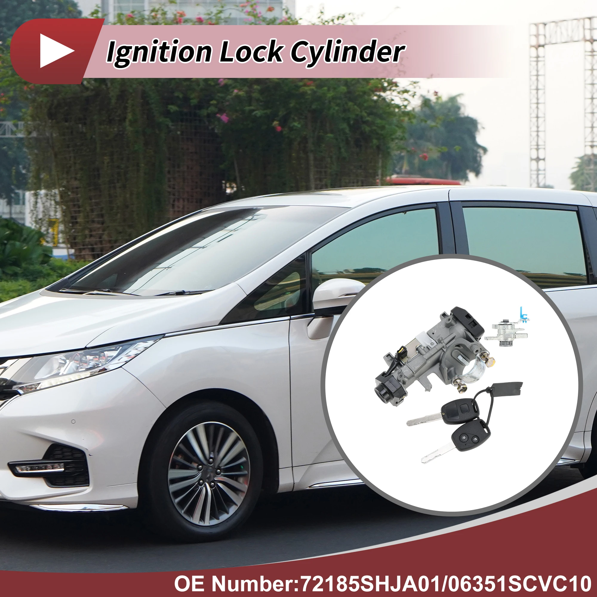 UXCELL Ignition Lock Cylinder for Honda Odyssey 05-10 1 Pc Assembly 1 Pc Door Lock Cylinder 2 Pcs Keys (with Chip) 1 Set