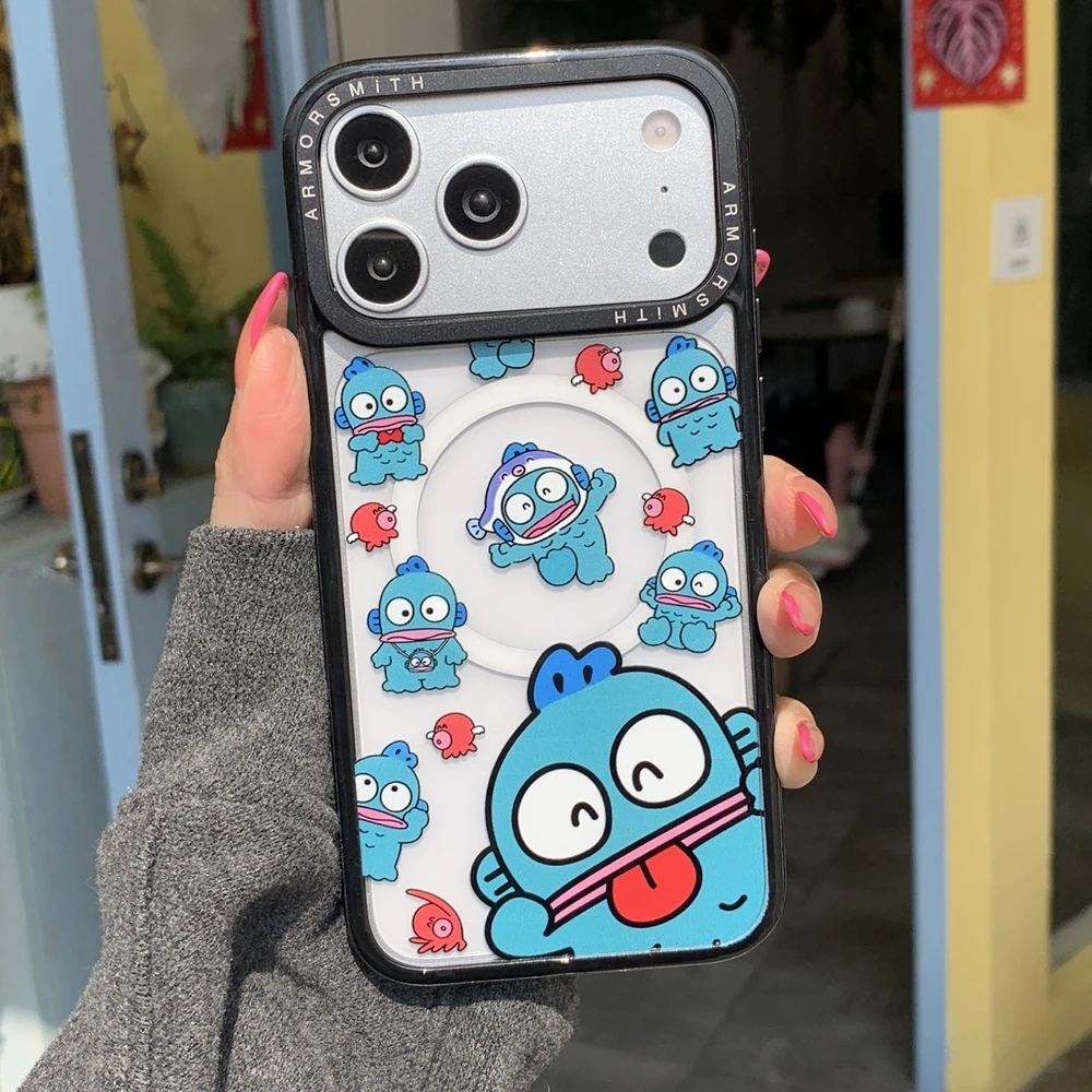 Magnetic Grip Holder Magsafe Wireless Charge Sanrio Hangyodon Pom Purin Phone Case For iPhone 17 16 15 14 13 12 11 Pro Max Cover view 4