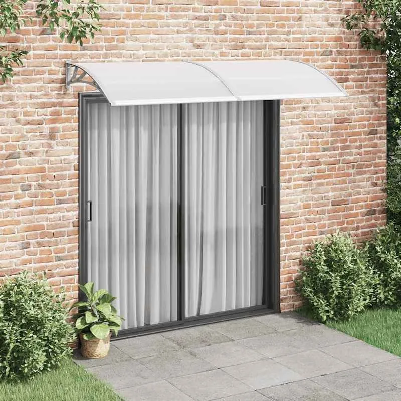 Grauer Türvordach aus Polycarbonat, 240x100 cm, geeignet für moderne Innenhöfe und Gärten.