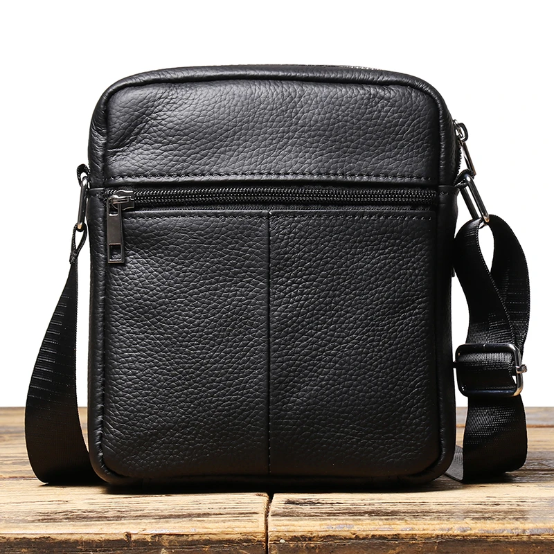 Genuine Leather Men\'s Shoulder Bags Husband Small Crossbody Messenger Bag Cowhide Man Zipper Designer Party Bags Gift