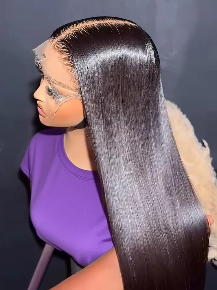 

Парик из натуральных волос с прямой текстурой, 250% плотности, 40 дюймов, с прозрачной HD-основой 13x6, предварительно выщипанный, для чернокожих женщин, бразильский, без клея