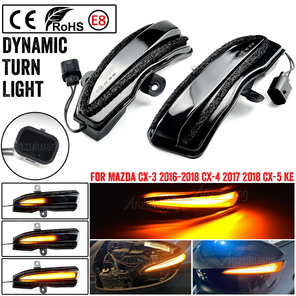 

2pcs For Mazda CX-3 CX3 CX-4 CX4 CX-5 CX5 KE 2016 Dynamic Turn Signal LED Rearview Mirror Indicator Blinker Repeater Light