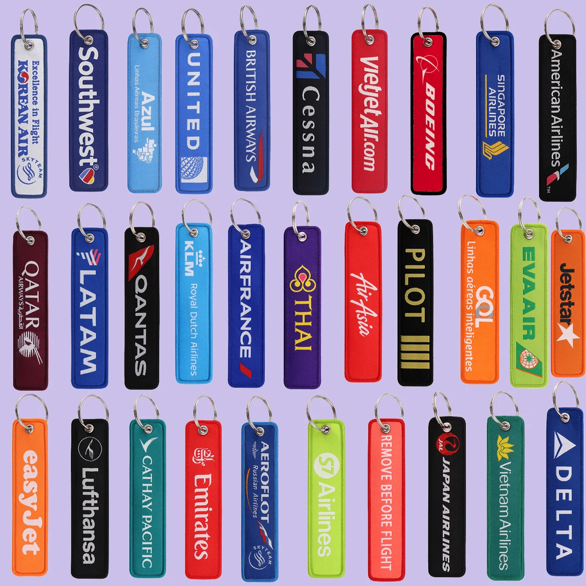 1pcs Aviation Logo Embroidered Keys Tag Keychains For Motorcycles Car Fashion Backpack Accessories Friends Gifts