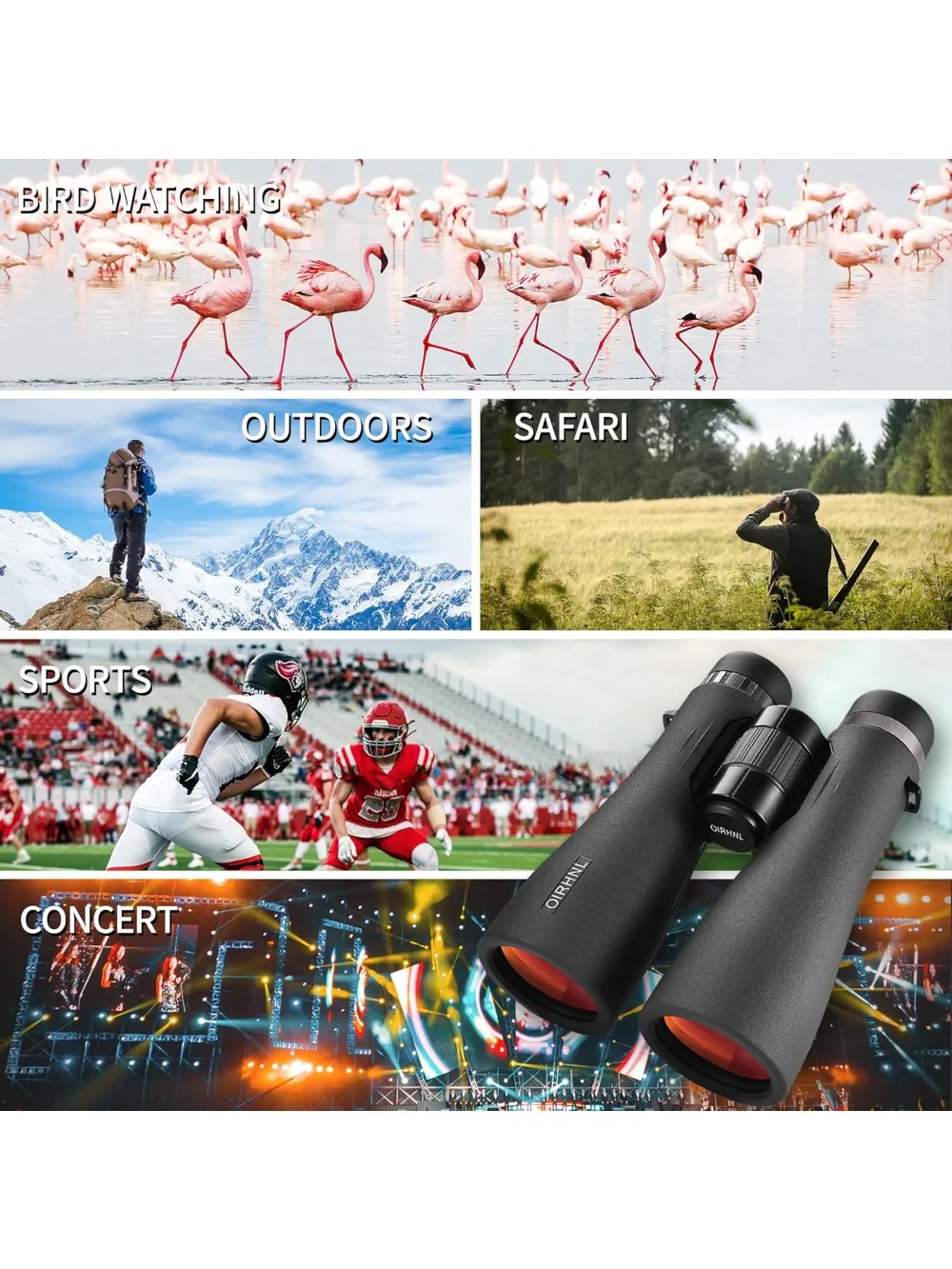 大人用12x50 HD双眼鏡、強力な倍率、アップグレードされたスマホアダプター付き、バードウォッチング、ハンティング、アウトドア旅行に最適