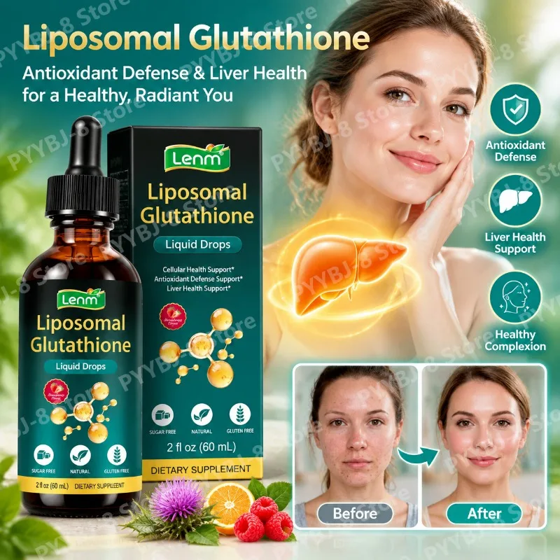 Liposomal Glutathione Liquid Drops,Support Healthy Complexion,Antioxidant Defense & Liver Health,NAC Milk Thistle Vitamin C,60mL