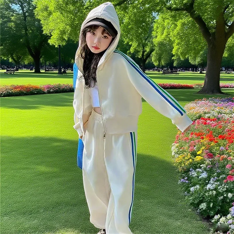 

Boys Girls Hooded Sets Children Autumn Hoodie Jackets+Loose Pants Suits New Kids Spring Fashion Tracksuit Teenager 2Pcs Outfits