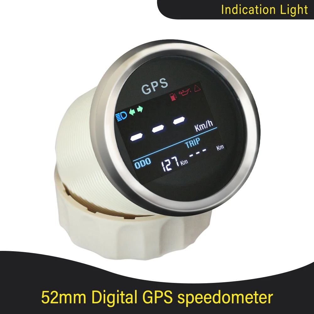 

52mm Digital GPS Speedometer Tripmeter Adjustable Odometer Mileage for Boat Yacht Motorcycle Car Universal 12V 24V