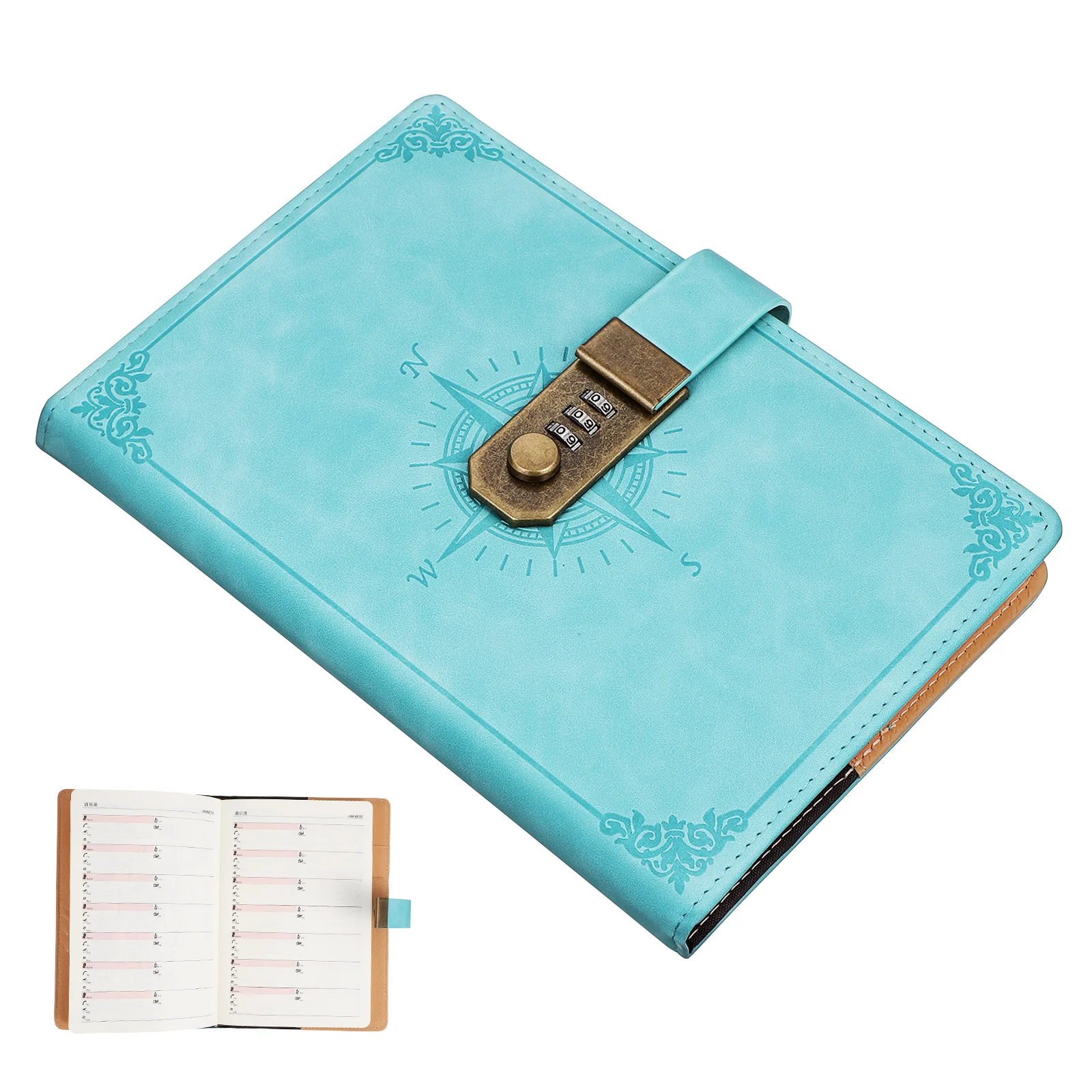 Password Notebook Girls Journal Business Daily Diary for with Lock Imitation Agenda Planner Adult Journals Women Child