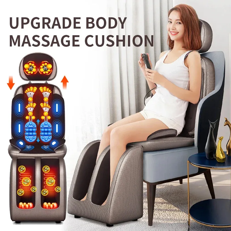 Upgrade Electric Full Body Massage Chair Infrared Heating Vibration Kneading Shiatsu Cushion Seat for Neck Back Waist Leg Relaxa