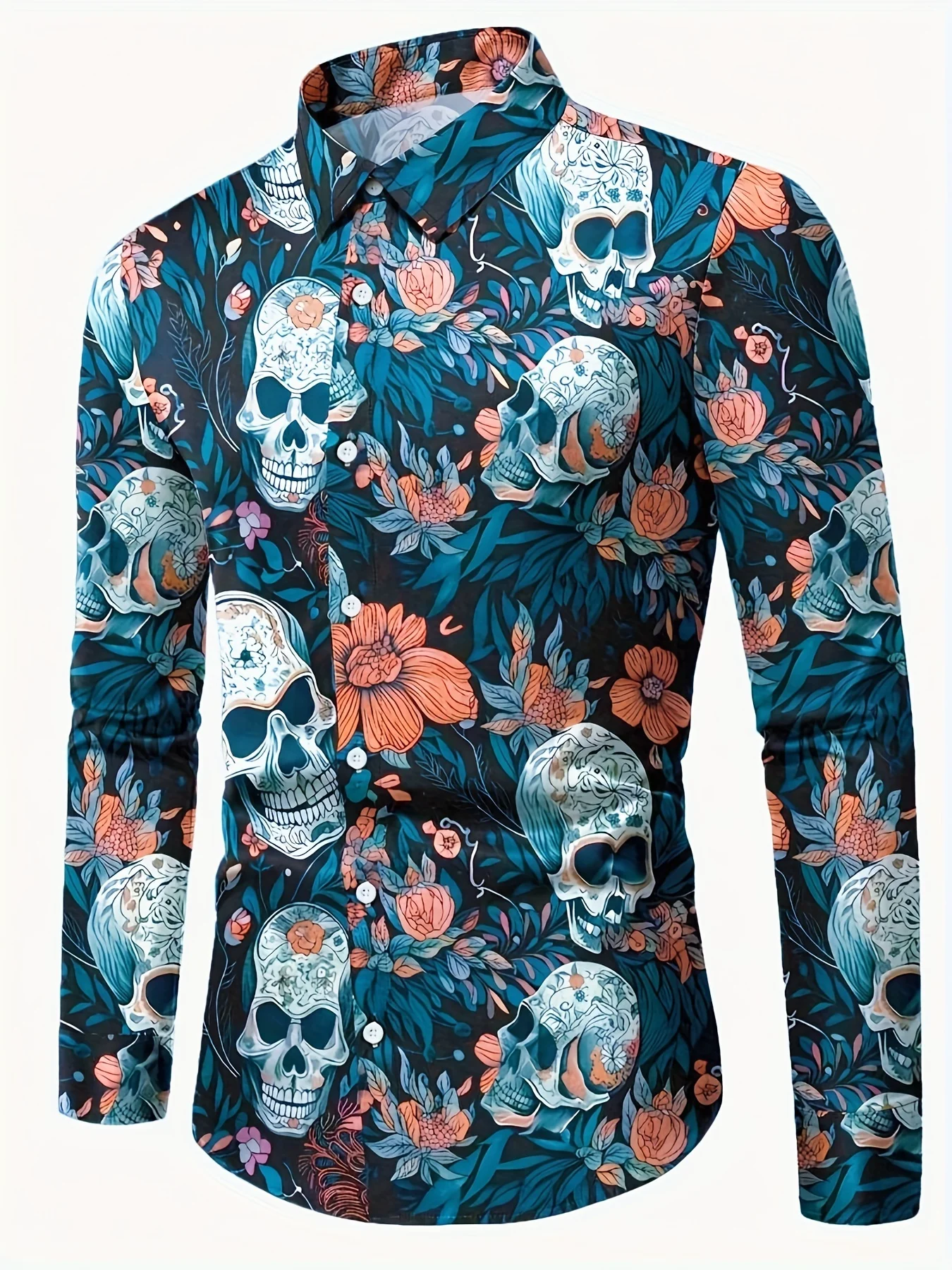 

Men'S Stand Collar Long Sleeve Print Shirt in Purple and White with Floral Plant Elements Hand-Painted Illustration Art 2025