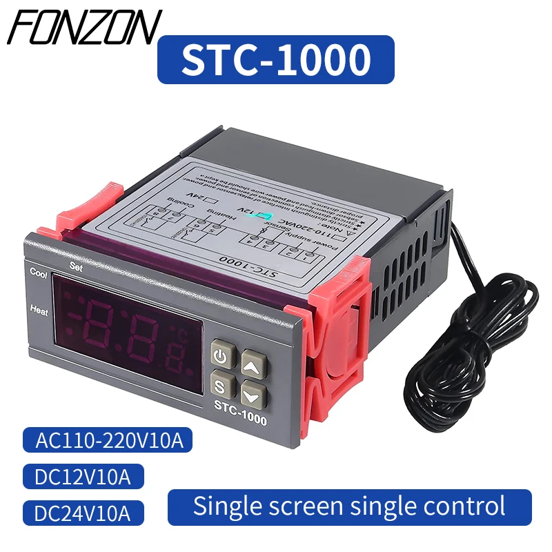 

Stc1000 Led Digital Temperature Controller Heating Cooling Controller 12v/24v/110v/220v Thermostat For Incubator With Ntc Sensor