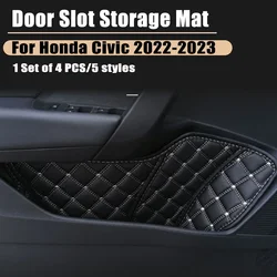 Door Storage Box Mat Full Cover For Honda Civic 11th Gen 2022-2024 Leather Slot Storage Protection Anti Rug Pat Car Accessories