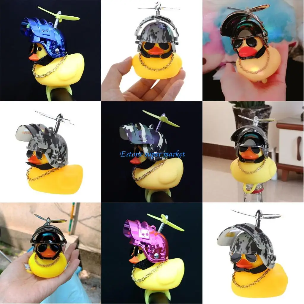 090B Mũ Bảo Hiểm Vịt Đồ Chơi Cho W/Cánh Quạt Kính Mát Trang Trí Xe Đạp Vòng Charm Xe Đạp