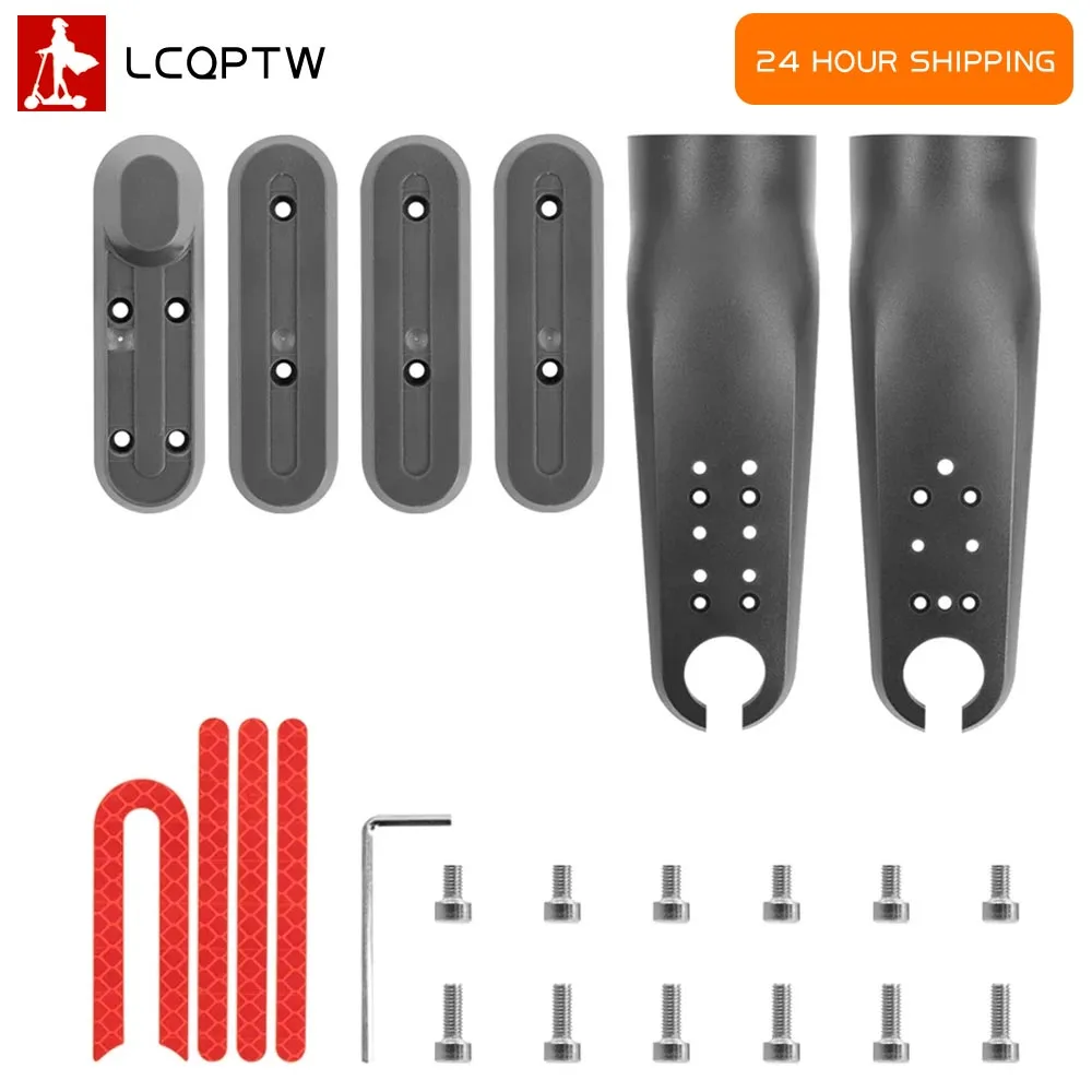 Dekorative Abdeckung der Vorderradgabel für Elektroroller Xiaomi M365/pro Vorder- und Hinterradnabenkappe Reflektierender Aufkleber mit Schraubenteilen