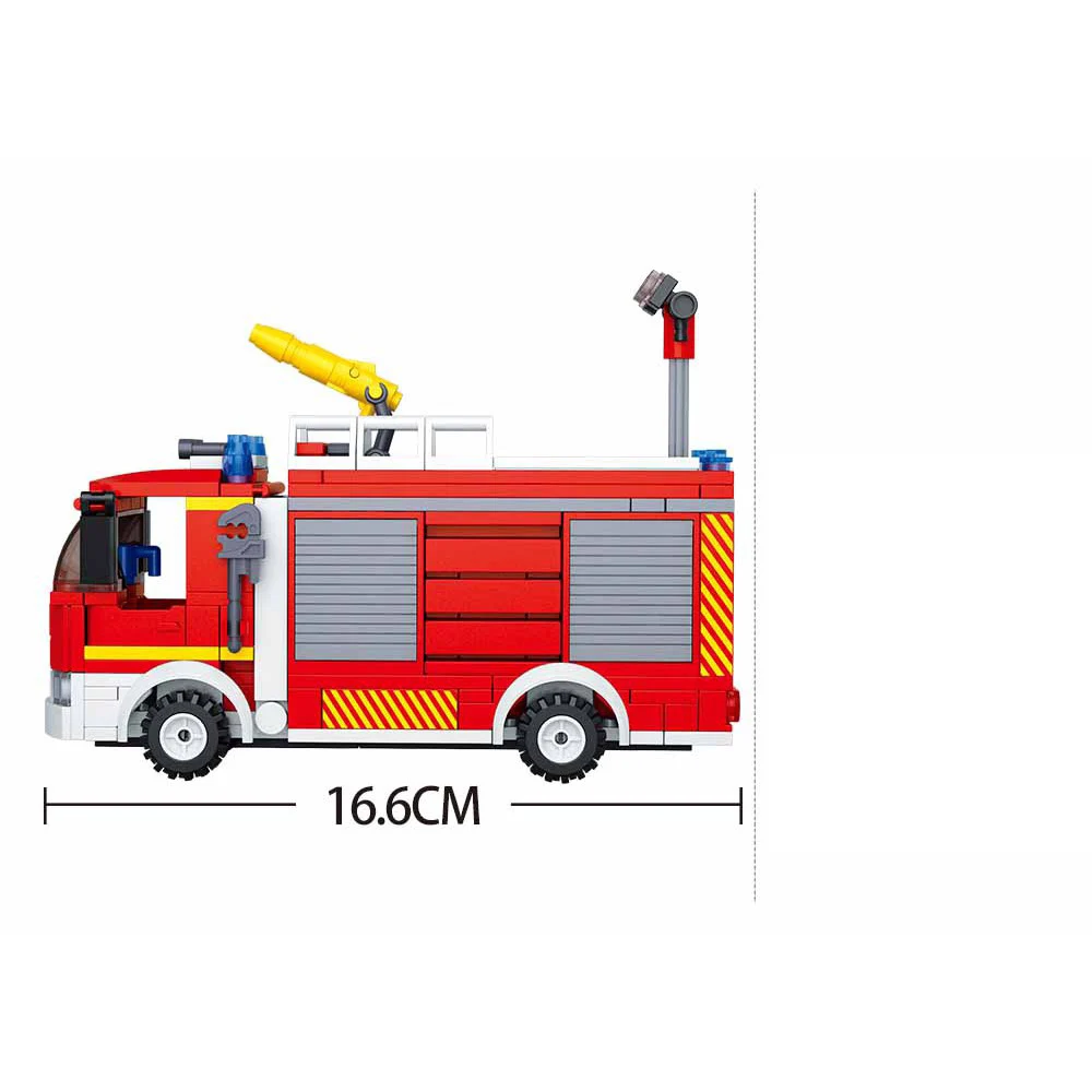 343 قطعة رذاذ الإنقاذ من الحرائق خزان المياه الجوية اللبنات شاحنة مطافئ سلسلة الإطفاء سلسلة اطفاء الأطفال الطوب اللعب