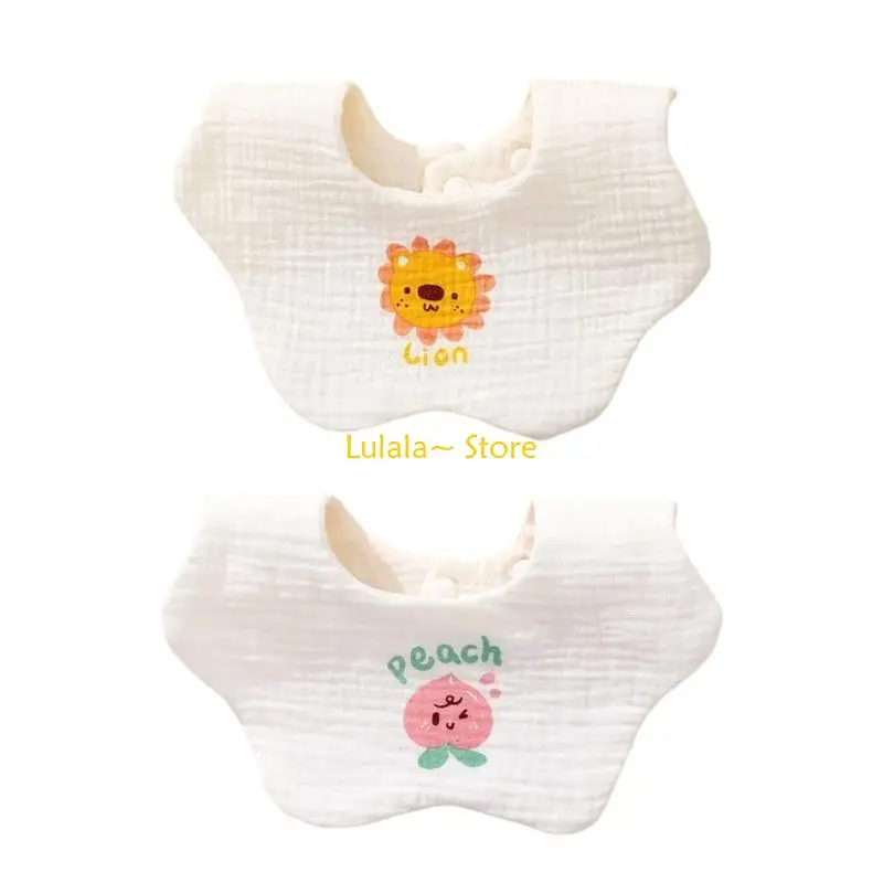 

Y4QA Baby Bib Cartoon Pattern 360 Degree Rotating Drooling Apron Petal Burp Cloths