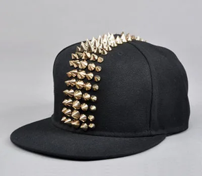 

New Hip Hop Street Dance Cap Five Rows Of Plastic Rivets Flat Brim Caps Bboy Baseball Cap Flat Hat Hot My Cap Men Hats