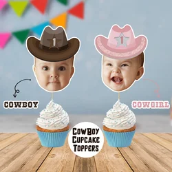 12 Cowboy Cupcake Toppers with Custom Face Photo, Cowboy Hat, Birthday Decorations, Rodeo birthday decorations, Christmas Gift
