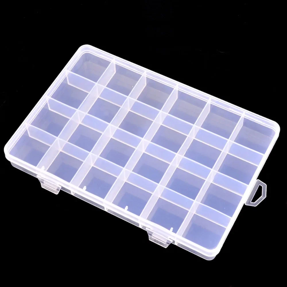 24 Slots Plastic Storage Jewelry Box Compartment Adjustable Container For Bead Earring Box For Jewelry Rectangle Box 13.5x19.5cm