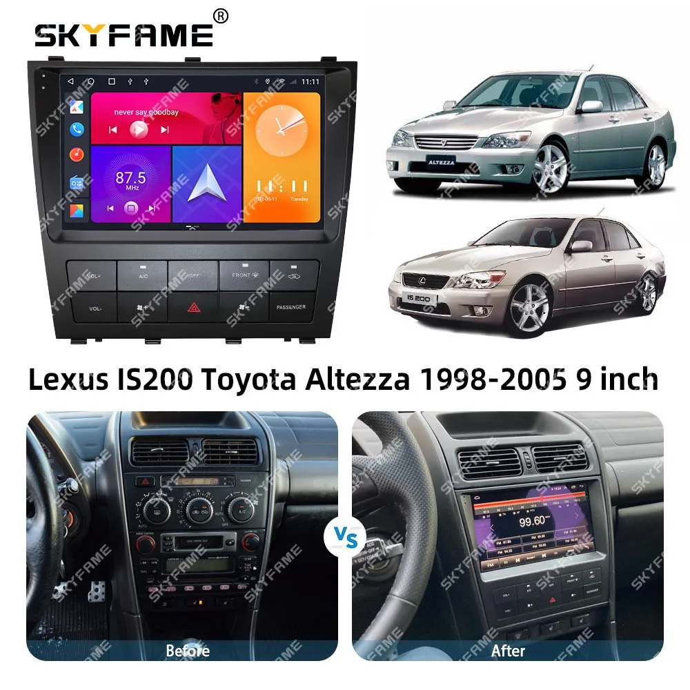 SKYFAME Car Frame Fascia Adapter Android Radio Dash Fitting Panel Kit For Lexus IS200 Toyota Altezza