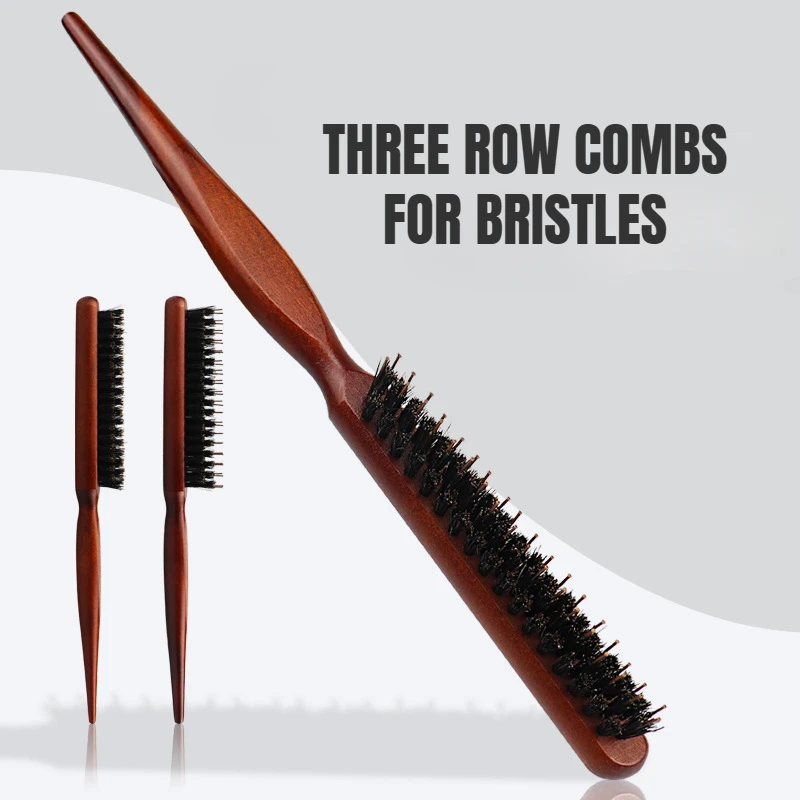 

Professional Salon Teasing Back Hair Brushes Boar Bristle Wood Slim Line Comb Hairbrush Extension Hairdressing Styling Tools DIY