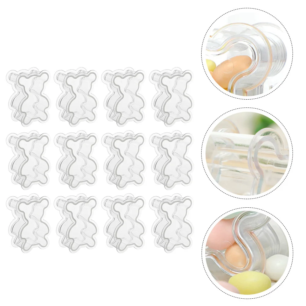 

24Pcs Bear Shape Candy Boxes Plastic Clear Wedding Party Candy Storage Boxes Unique Gift Packing Containers Gift Packing Cases