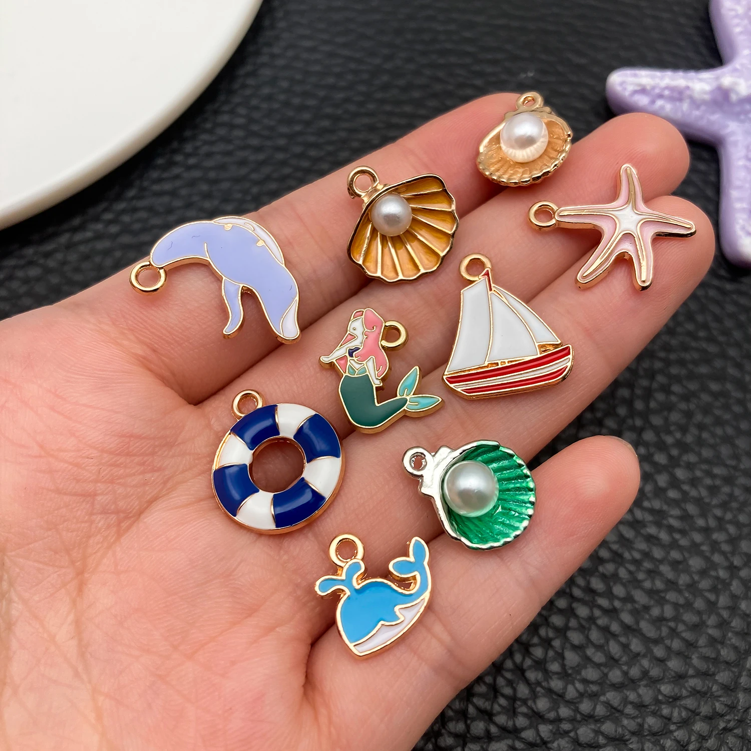 20/50/100pcs Ocean Theme Pendant Set (Anchor/Seashell/Wave Designs) - DIY Jewelry Findings for Earrings, Bracelets & Nautical De - view 2