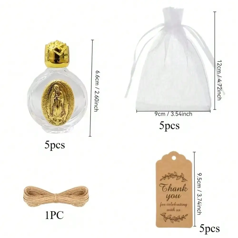 16-teiliges Geschenkset mit Gläsern in Form von Flaschen mit dem Motiv der Jungfrau Maria – Flasche für Heiliges Wasser (15 ml, leere Flasche), für Taufen, die Eucharistie und kirchliche Veranstaltungen. – Detail 5