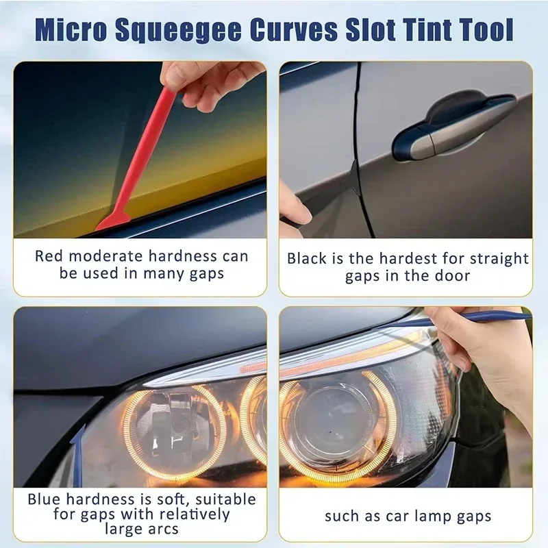 Car Stickers Wrap&Vinyl Wrapping Tool Set: Auto Film Installing Scraper, Micro Squeegee, Curves Slot Tint Tool & Gasket Squeegee