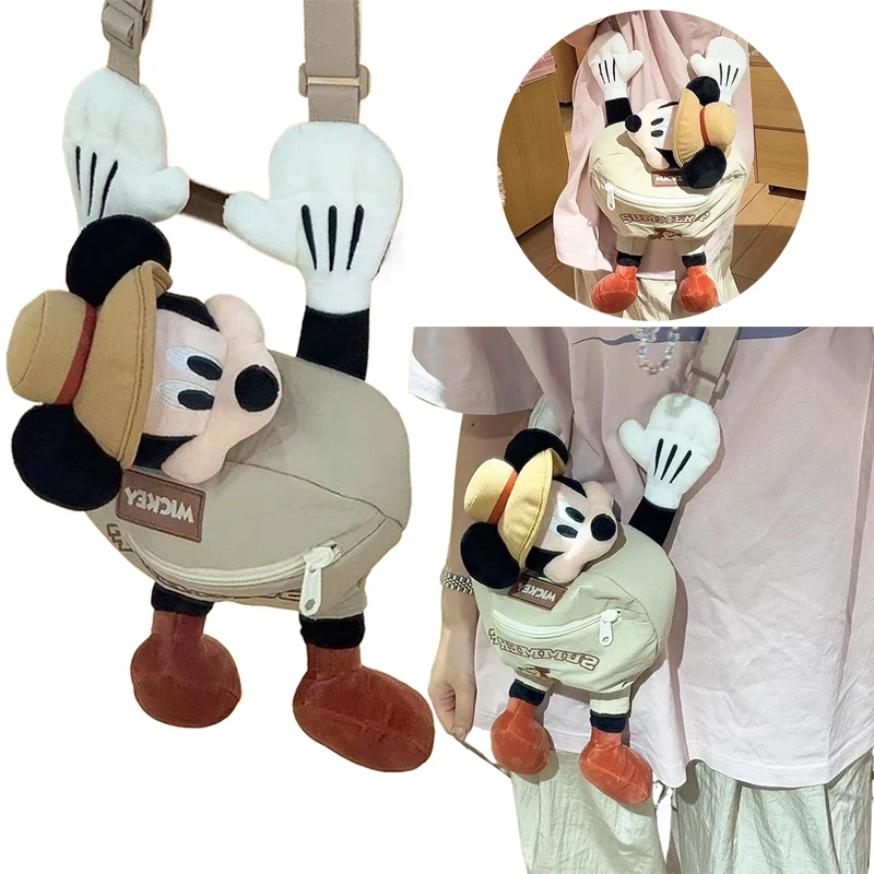 

Disney Mickey Messenger Bag Anime Women Large Capacity Phone Bag Lipstick Cosmetics Storage Bags Cartoon Casual Shoulder Bags