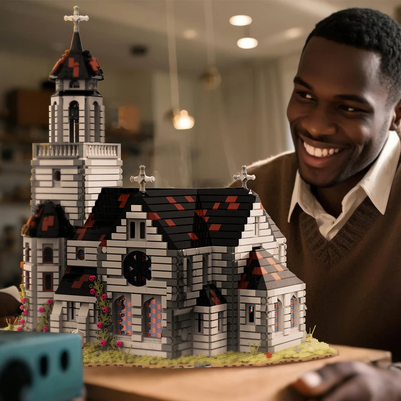

33925 Medieval Church Building Block Medieval European Church Street View Model Bricks Toys Adult Holiday Gifts