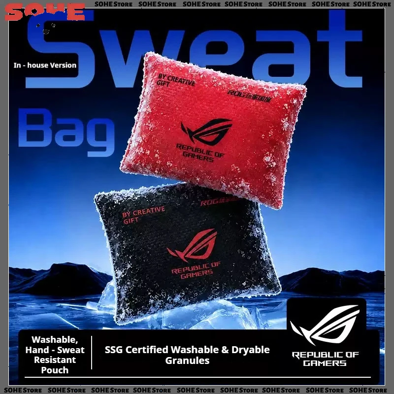 ROG Gaming Sweat Bag Reusable Washable Dry Granule Anti‑Sweat Pouch for FPS Game Valorant CS2 Professional Gamer Accessories
