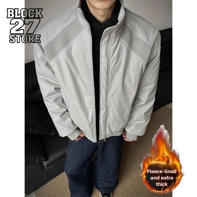 Mens Jacket Harajuku Winter Thick Hooded Cotton Puffer Coat Retro Couples Warm Bread Style Outerwear Casual Streetwear Fashion