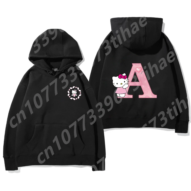 Hello Kitty Hoodie, Children's Hoodie, Adult Hoodie, 26 English Letters Harajuku Pattern Fashionable Sports Girl Top Girl Hoodie