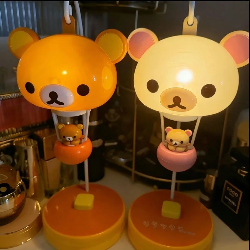 Kawaii Retro Rilakkuma Night Light Japanese Style Warm Glow Ambient Small Desk Lamp, Cozy Atmosphere Table Decor For Bedroom