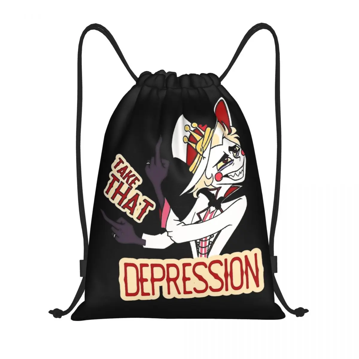 

Возьмите, что депрессию Люцифер Хазбин отели Рюкзак на шнурке Спортивная спортивная сумка Рюкзак на шнурке для йоги