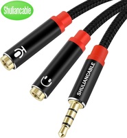 Shuliancable Headset Adapter 3.5mm Audio Y Splitter Headphone Microphone Adapter (3.5mm male TRRS jack plug to 2 TRS jack)