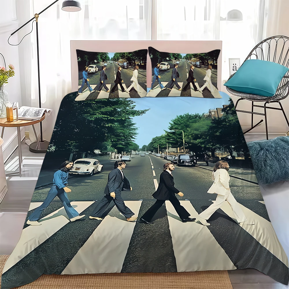 Rock Band T-The B-Beatles Music Duvet Cover Set Home Style Bedding Soft Laundry Cotton Bed 3 Piece Set Student Dormitory Gift