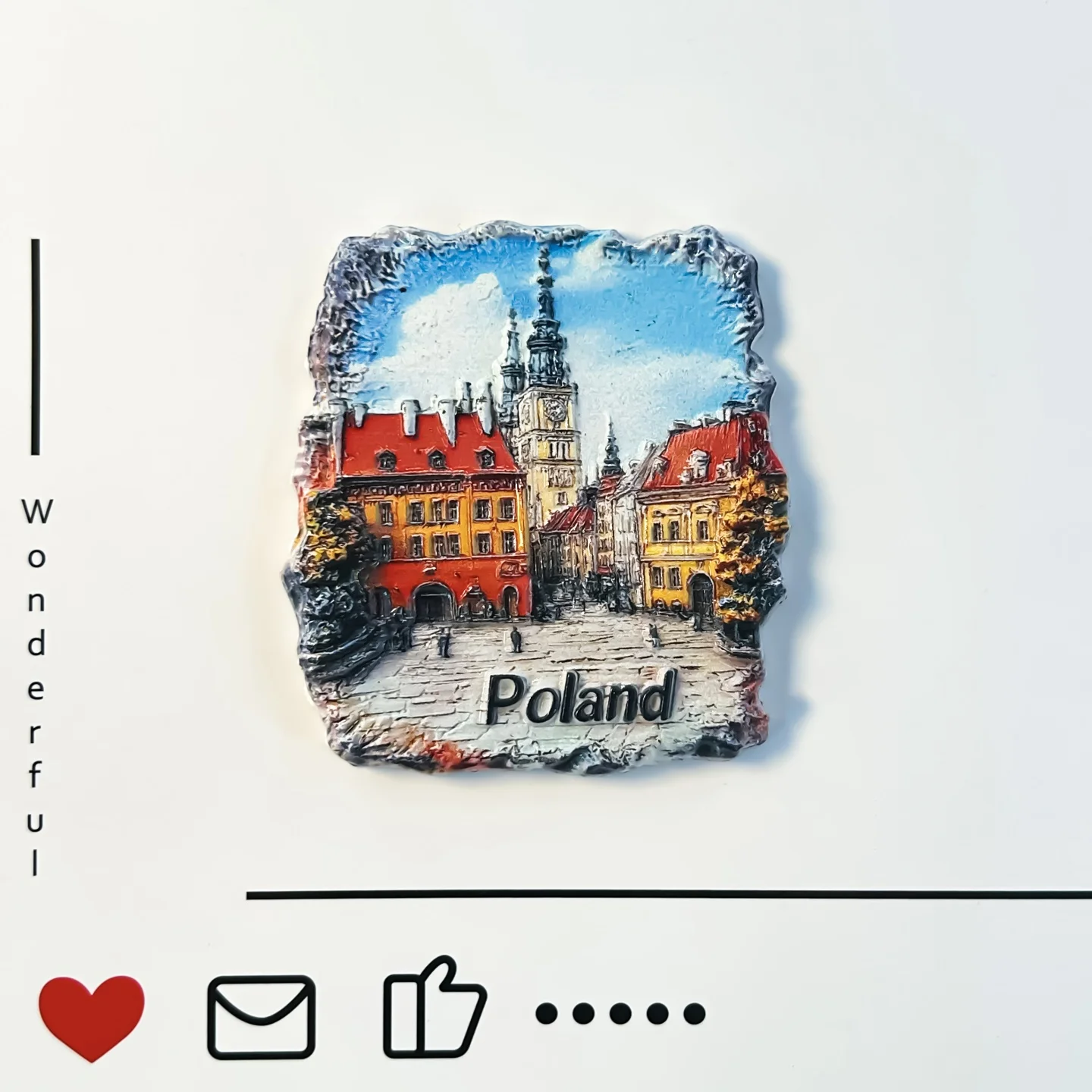 Poland, Krakow, Central Market Square, tourist souvenirs, vintage reliefs, magnetic stickers for refrigerators