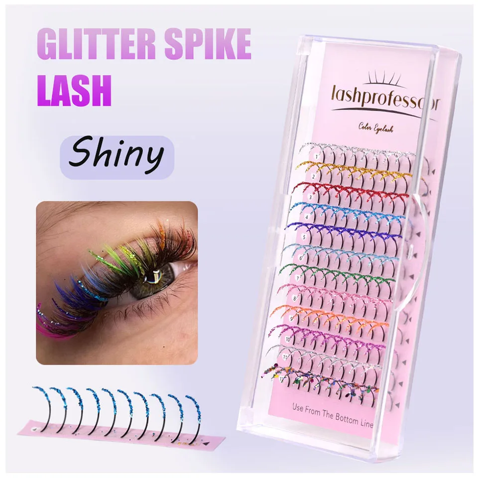 Lashprofessor Mix Colored Glitter Eyelash Shiny Premade Spike Lashes Colorful Individual Lashes Extensions Russian Volume Makeup