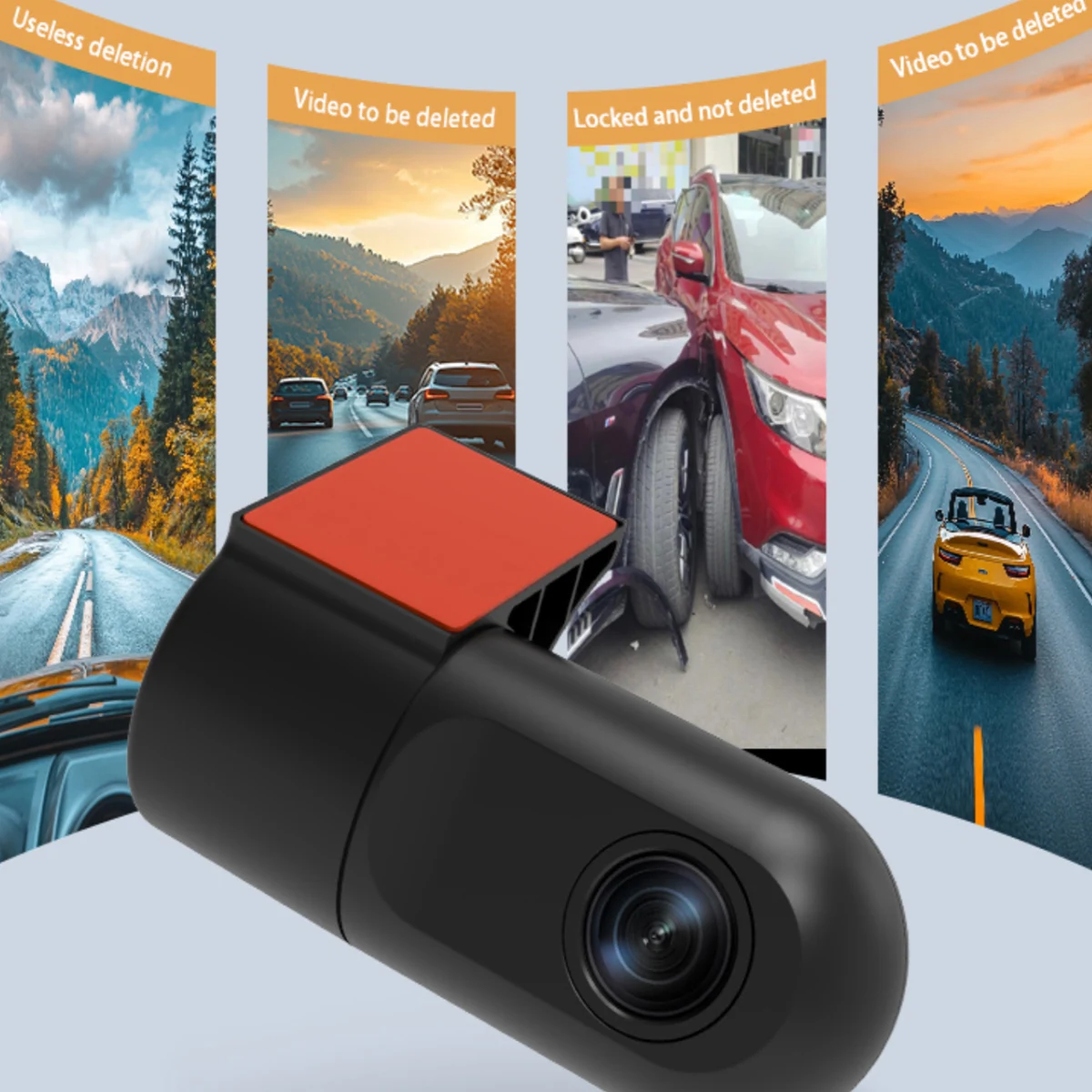Mini Dash Cam, 360° Rotatable HD Car DVR, Type‑C Plug & Play, High Definition Camera for Inside & Outside Vehicle Recording