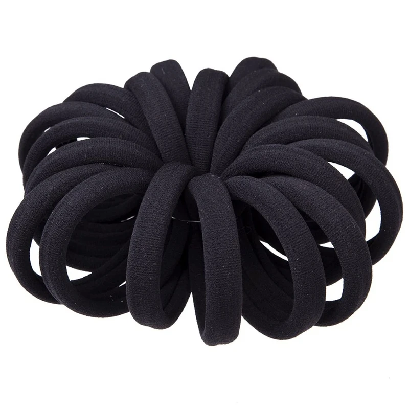 

(20 Thick Black Hair Loops)-Elastic Hair Band, No Crease, Elastic Large Cotton Elastic, No Trace Ponytail Holder