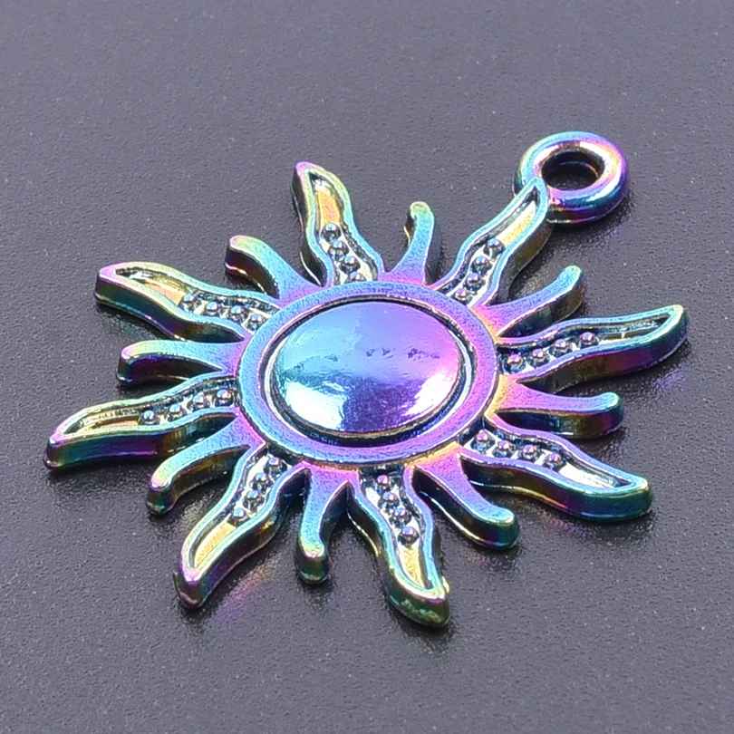 10 pçs liga arco-íris charme lua cruz flor tendência crânio pingentes encantos para fazer jóias colar diy folha brincos suprimentos