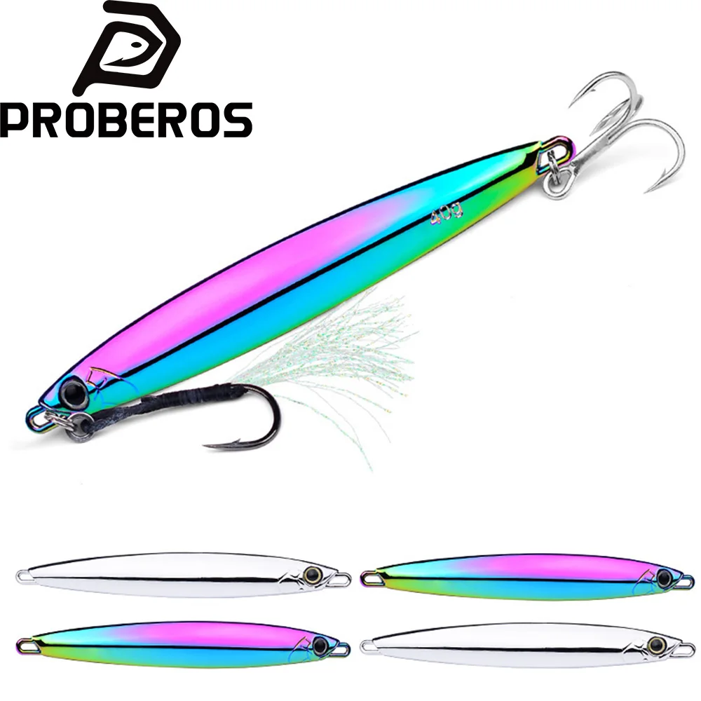 

PROBEROS 1pcMetal Jig Bait 10g-80g Mackerel Artificial Hard Fish Lure Sinking Casting Jigging Bait Spoon Spinnerbait For Fishing