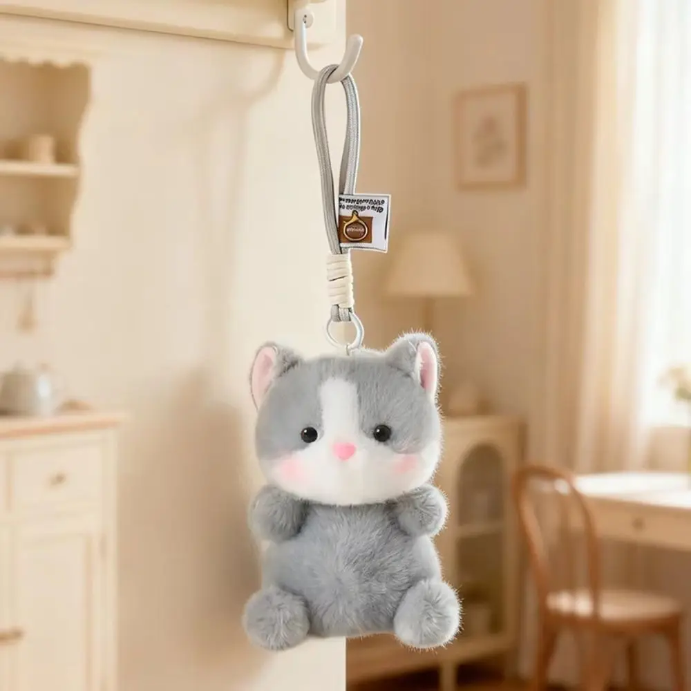Small 15cm Cat Keychain Fluffy Super Soft Cat Stuffed Keychain Soft 4 Color Designs Kitten Pendant Backpack Decor