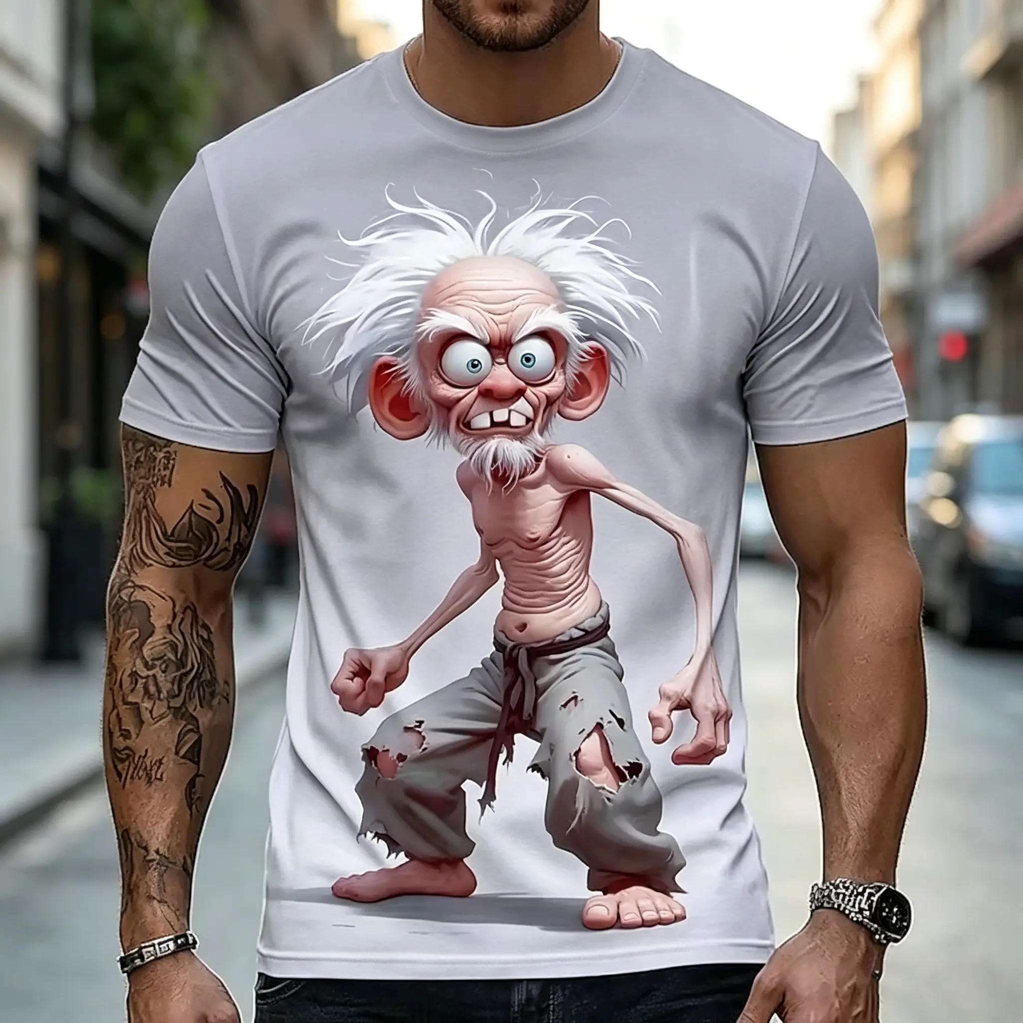 Funny Angry Grandpa 3D Print T-Shirts Men Women Round Neck Short Sleeve T Shirt Hip-hop Oversized Street Tees Top Men's Clothing
