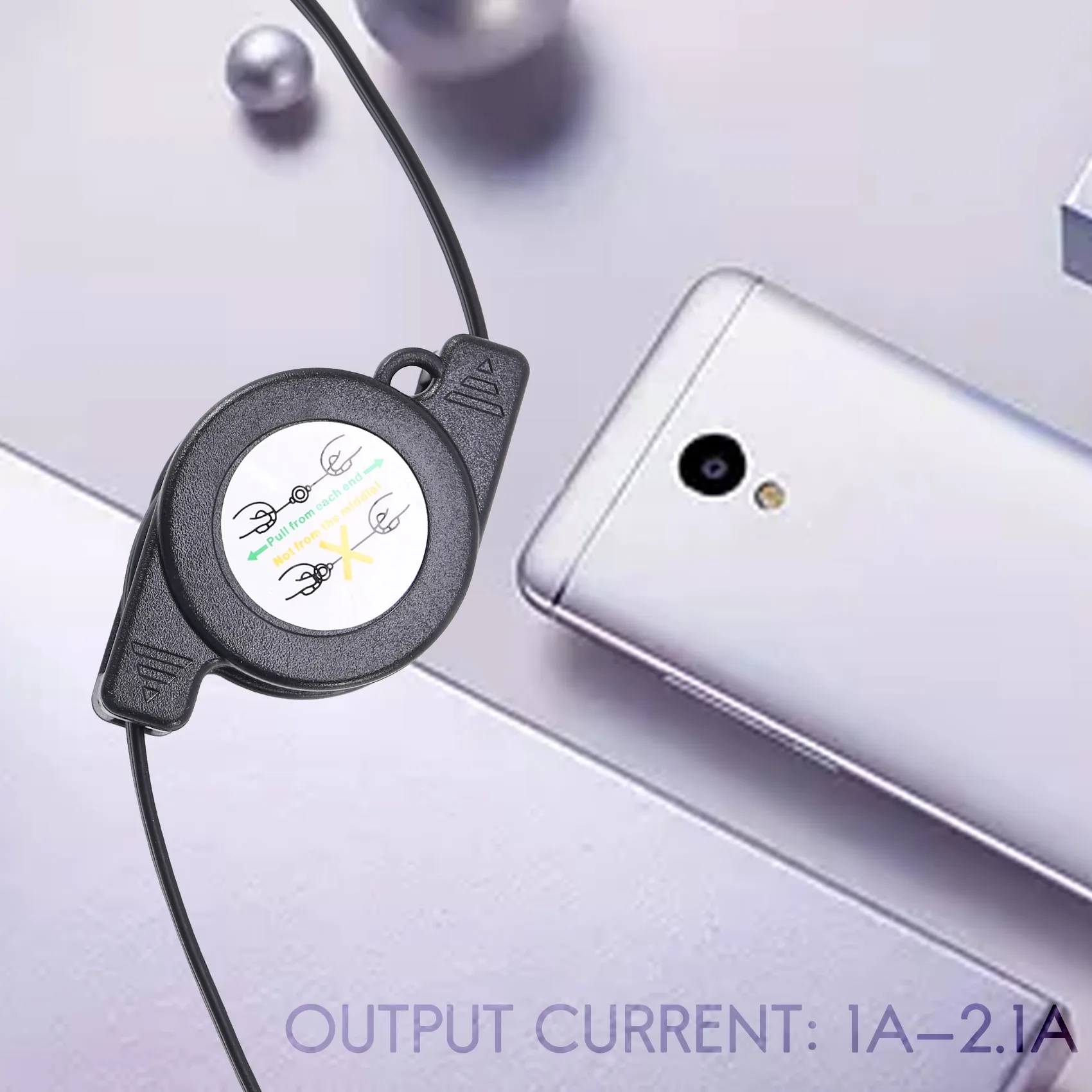 A29F-USB Type C USB 3.1 Câble rétractable Chargeur Type-C USB-C Câble Noir