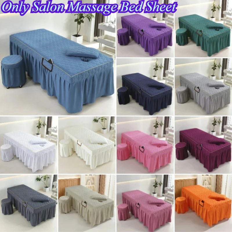 1 Pcs Salon Massage Bed Sheet Full Cover with Hole Bedspread SPA Beauty Bed Sheet Quilted Massage Table Cover Salon Bed Skirt